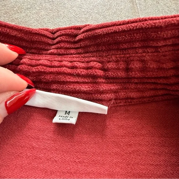 NorthStyle Corduroy Button Front Shirt Deep Red Size Medium - Picture 4 of 12